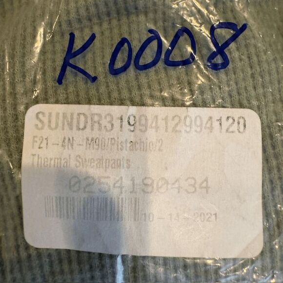 NEW! Sundry Thermal Sweatpants Pistachio Green Ombre Tie Waist Size Medium (2) - Picture 10 of 10